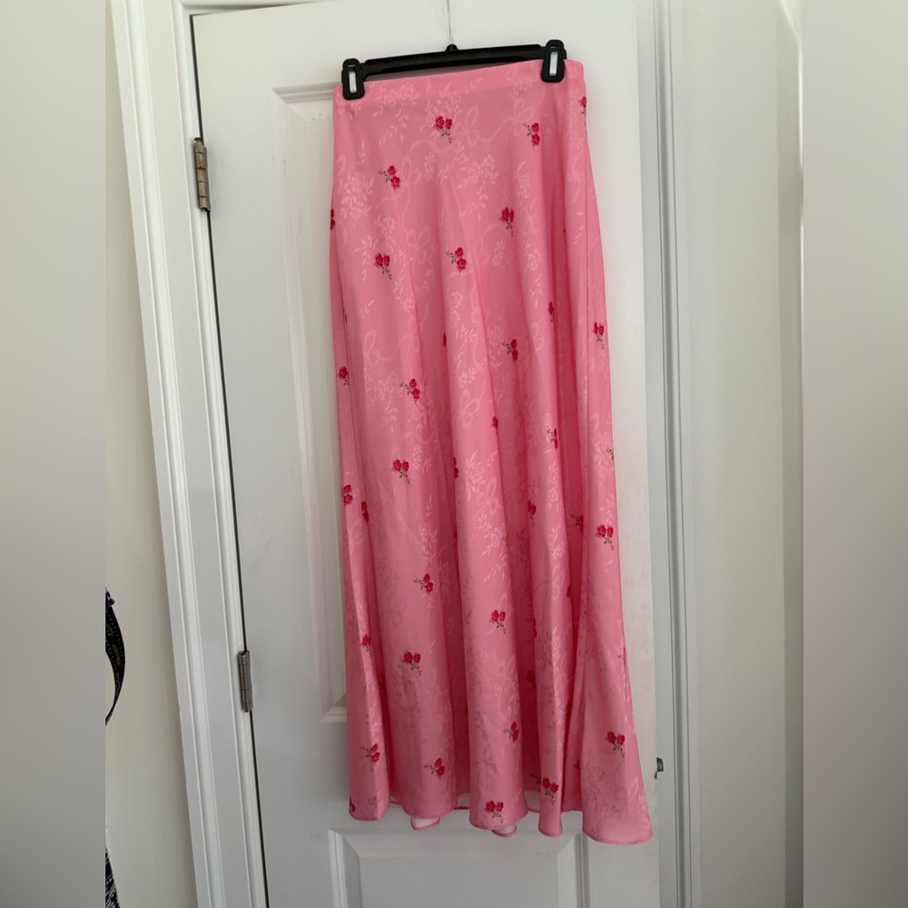 LoveShackFancy Pink Floral Maxi Skirt